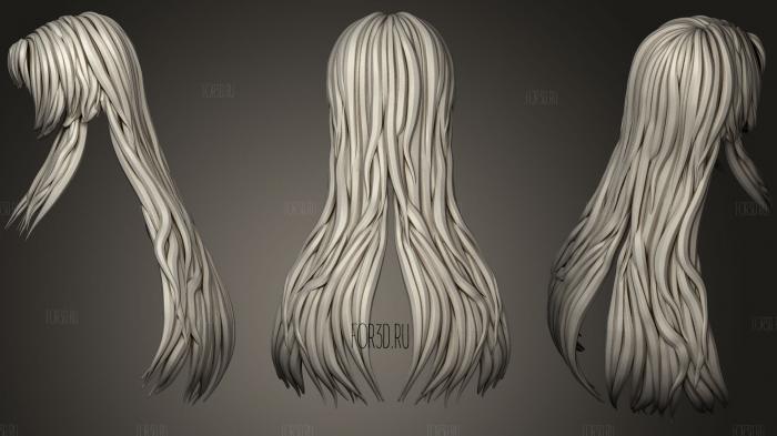 Stylized Hair 05 stl model for CNC